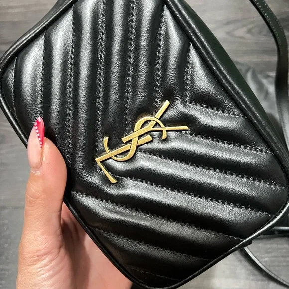 Saint Laurent Mini camera lou Black Quilted belt Bag